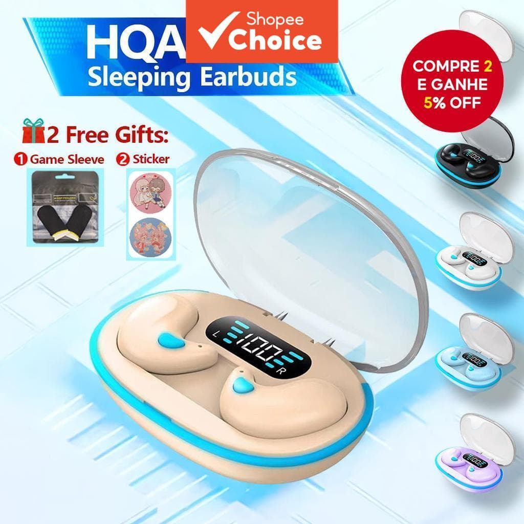 HQAi X55 Fones De Ouvido Sem Fio Para Dormir TWS Bluetooth Fone Com Bateria Longa À Prova D'água Microfone Embutido Canc