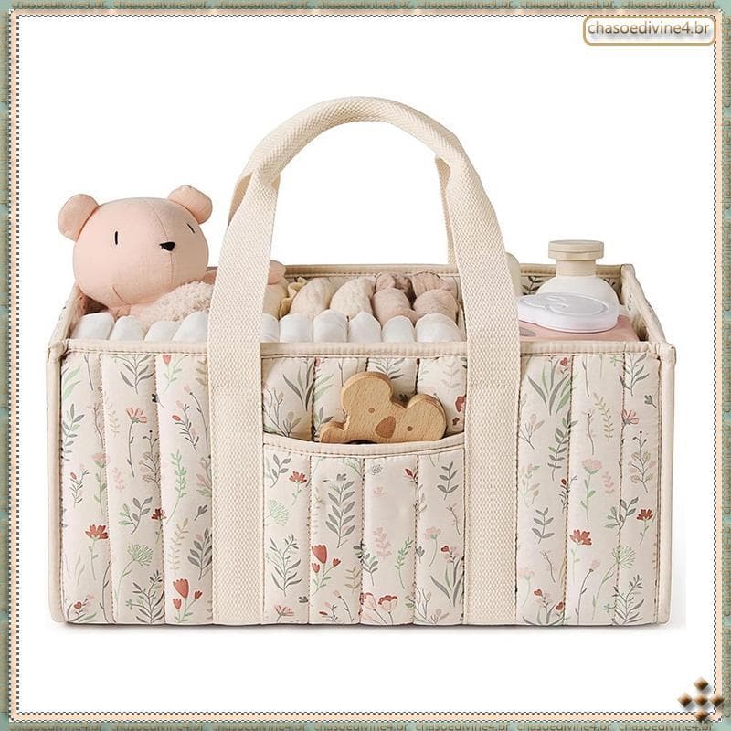 [Ykr] Presente Para Chá De Bebê , Itens Essenciais Recém-Nascidos-Organizador De Fraldas Floral Bege , Cesta Elegante Ar