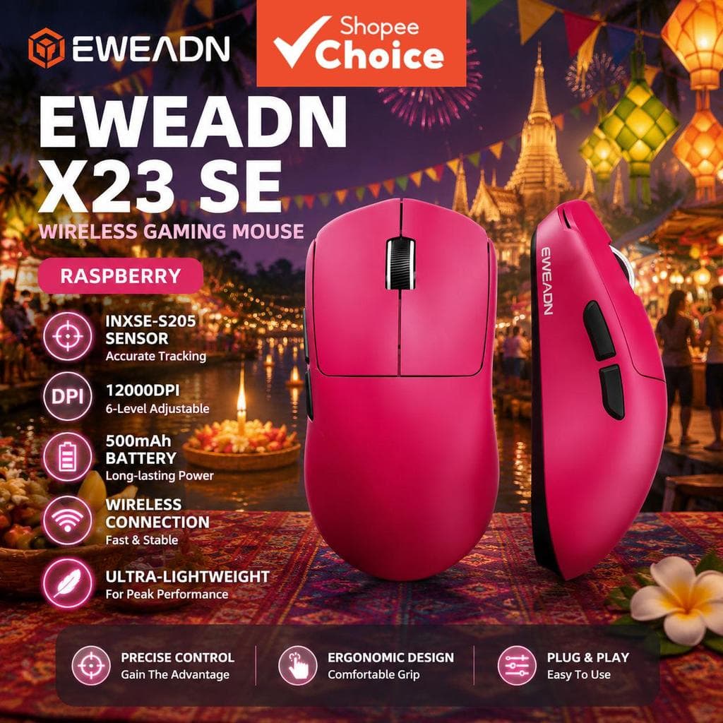 EWEADN X23SE Mouse Gaming Sem Fio Tri Modo Bluetooth 2.4G Recarregável Controle de Precisão Ergonômico para PC Laptop