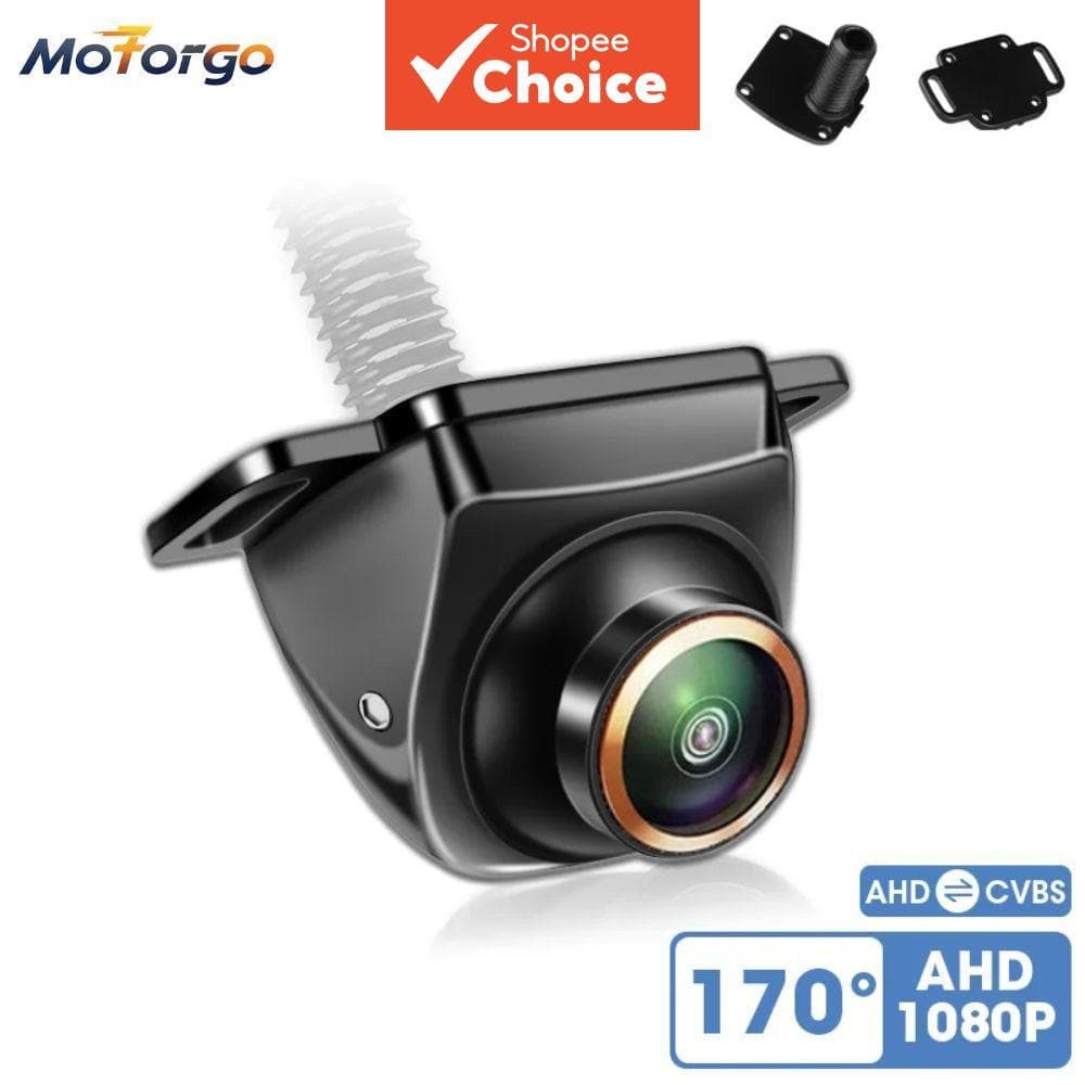 Câmera traseira de carro AHD 1080P com lente olho de peixe de 170°, lente dourada, visão noturna Full HD, câmera frontal
