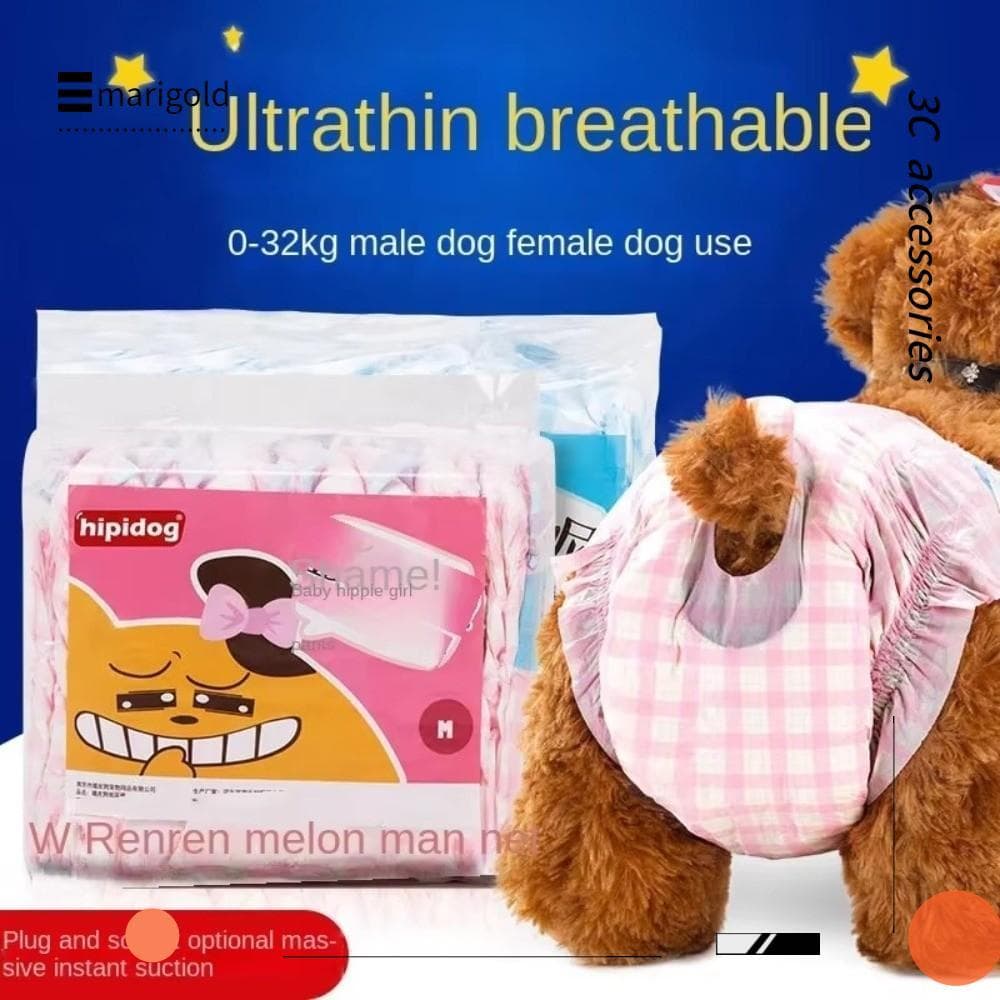 MARIGOLD 10 Pcs Fraldas Descartáveis Para Cães , Calças De Animais De Estimação À Prova De Fugas De Super Absorção , Fil