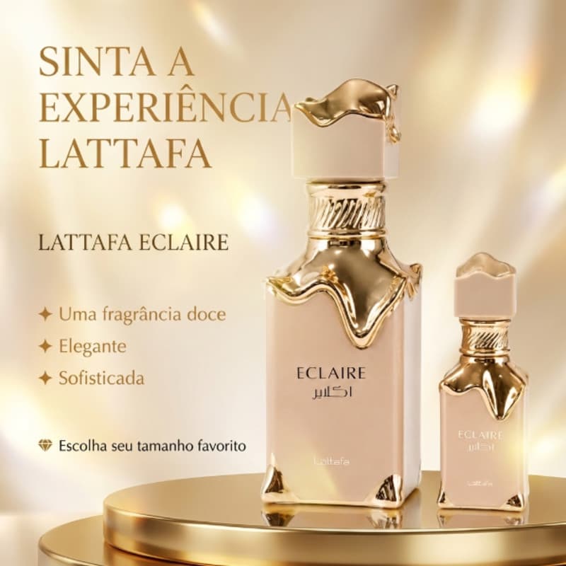 Lattafa Eclaire Perfume Feminino 100ml EDP Original | Perfume Árabe Importado Doce Baunilha Gourmand Elegante