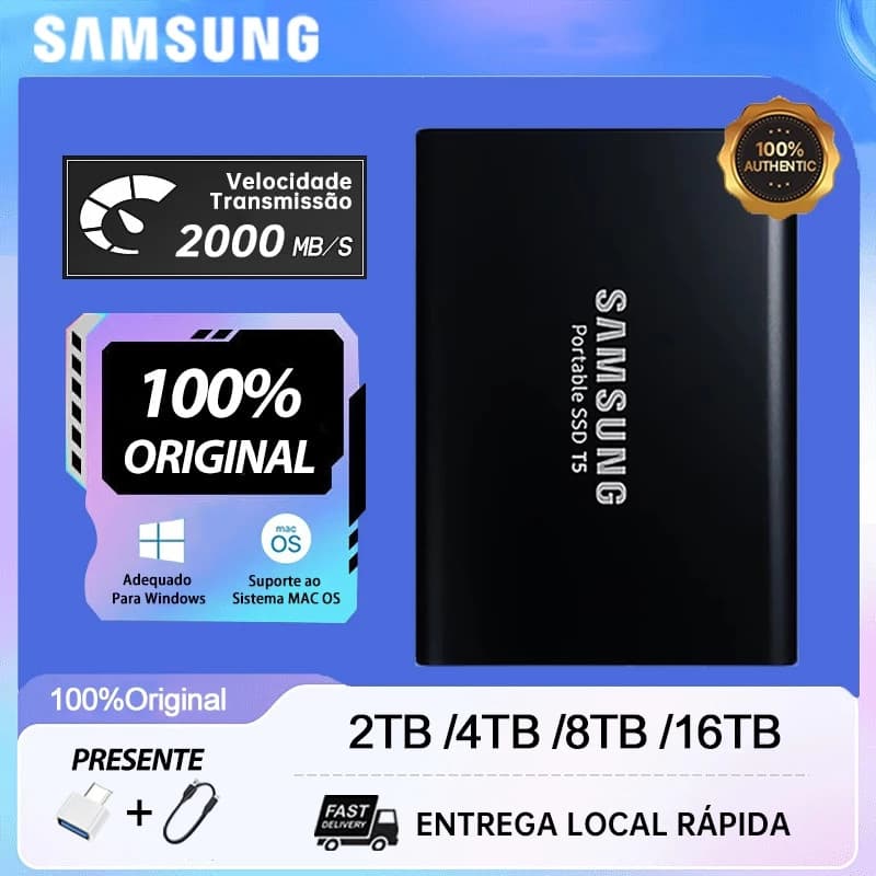 Samsung Disco Rígido Externo HD 128TB 60TB SSD 30TB 8TB 4TB USB 3.1 Tipo C Interface De Alta Qualidade 1TB 2TB