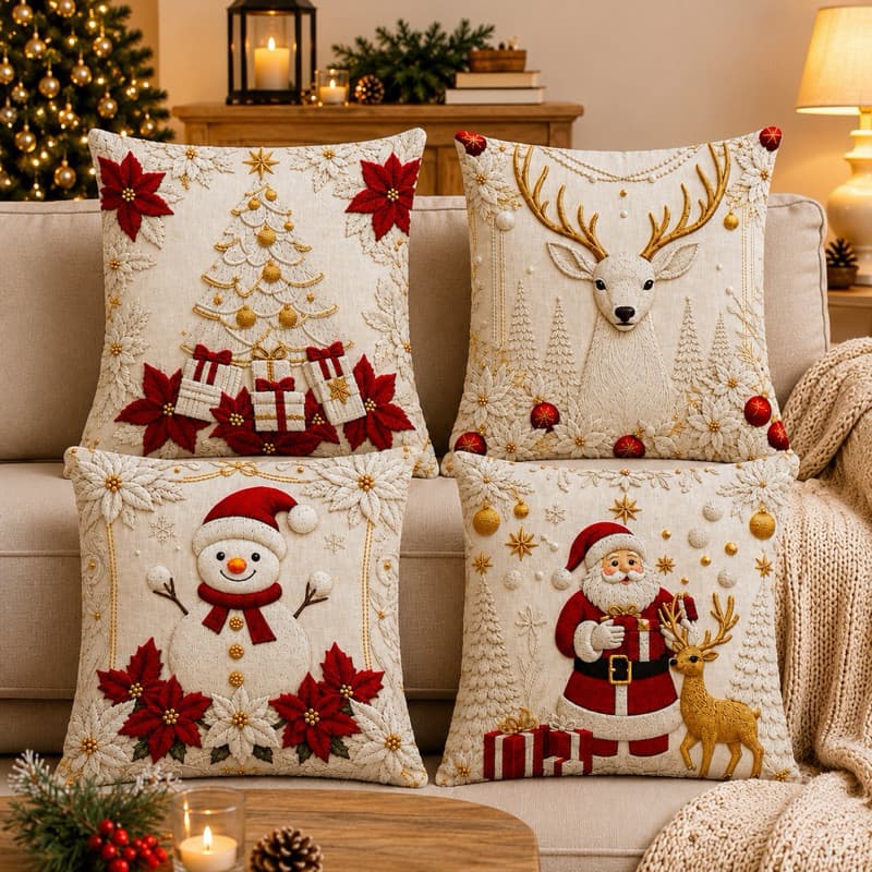 kit 4 capas de almofadas Decorativas Natal