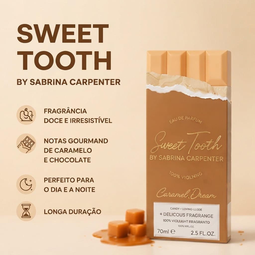 Perfume Feminino Sweet Tooth Sabrina Carpenter Eau de Parfum 75ml Baunilha Gourmand Doce Cremoso Longa Duração