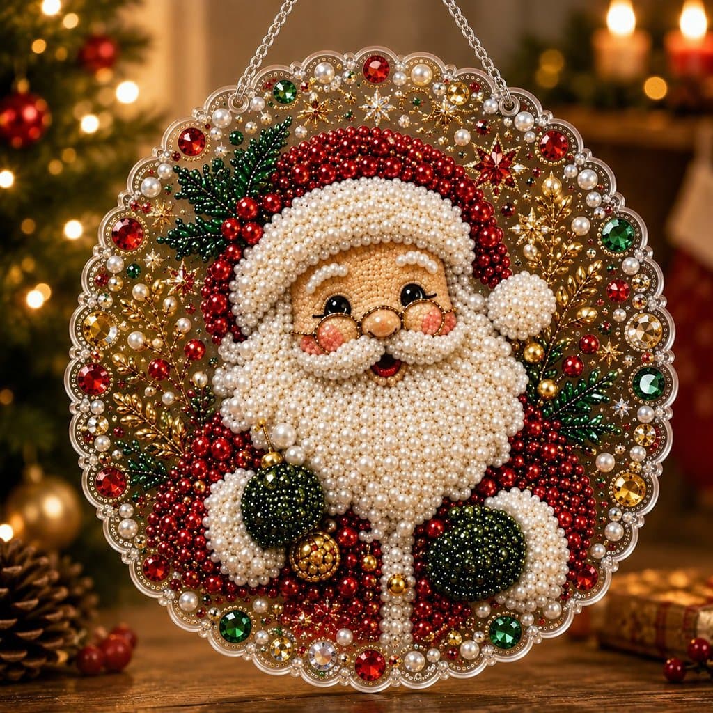Novo Pingente De Pintura Diamante 5D , Festival De Natal Pérola Porta DIY Pai Filho Atividade De Artesanato