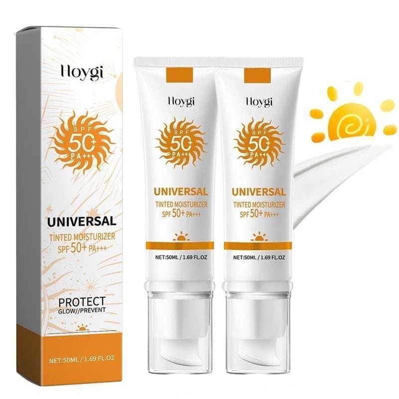 Protetor solar, previne queimaduras solares e bronzeamento, protetor solar facial universal com cor, hidratante, fator d