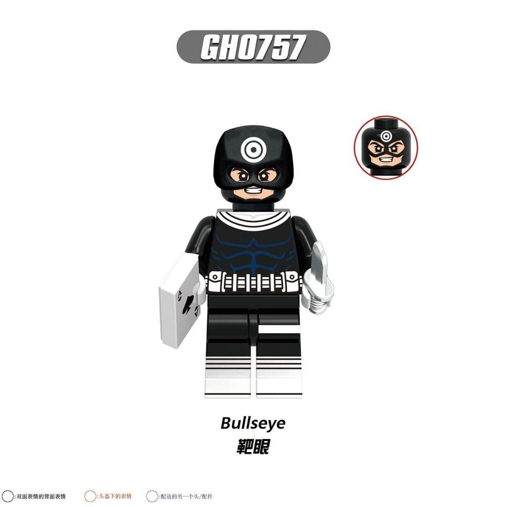 Novo compatível Lego Marvel frente punho de ferro Erica alvo olho mãos montar Ninja Jones montado bloco de construção mi