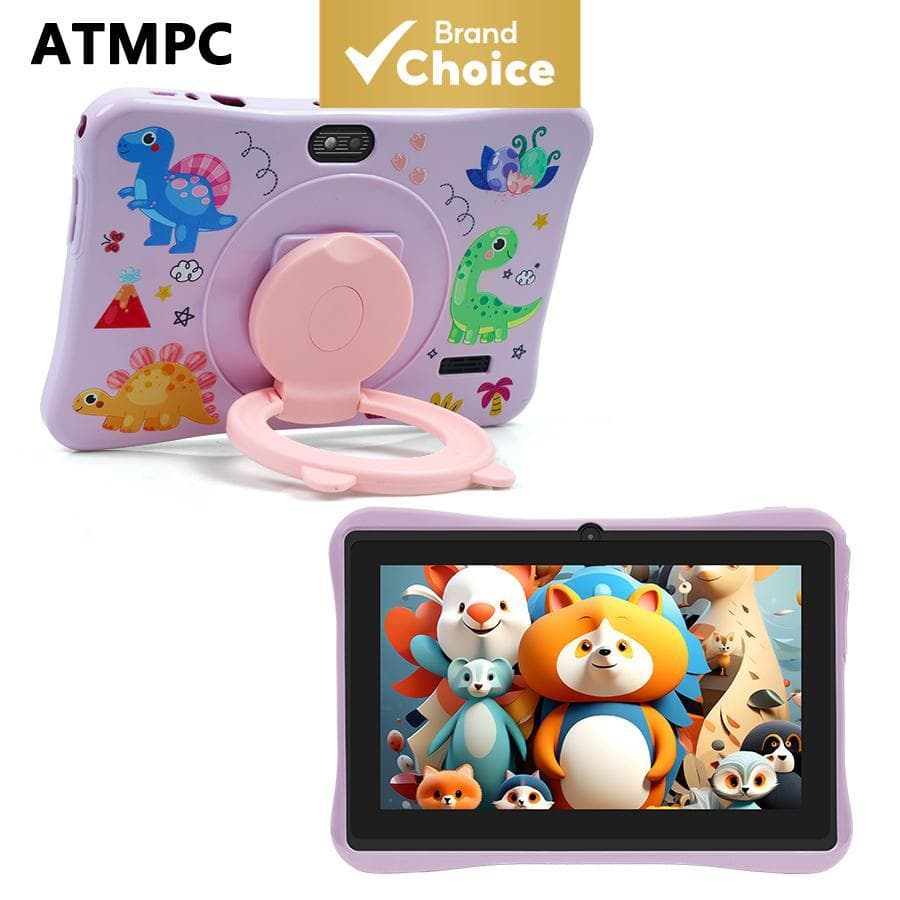 Tablet infantil educativo ATMPC de 7,2 polegadas, roda no Android 14, vem com capa de silicone à prova de choque,