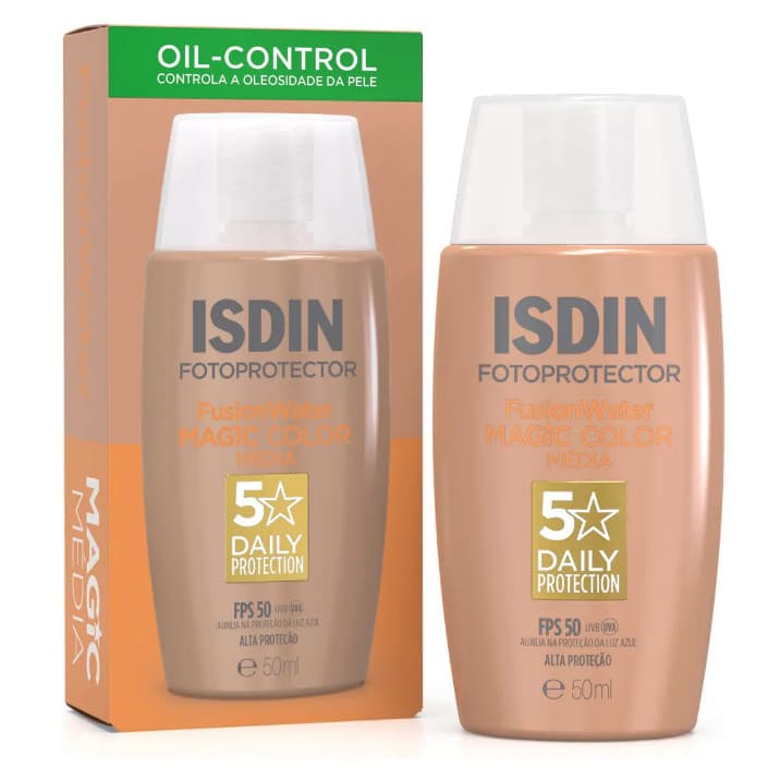 ISDIN Protetor Solar Facial Fusion Water Magic Color FPS 50 - Cor Média - 50ml