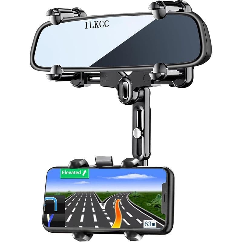 Suporte De Telefone Para Espelho Retrovisor ILKCC Carro , 360 ° Multifuncional Giratório E Retrátil Com Visão Traseira ,