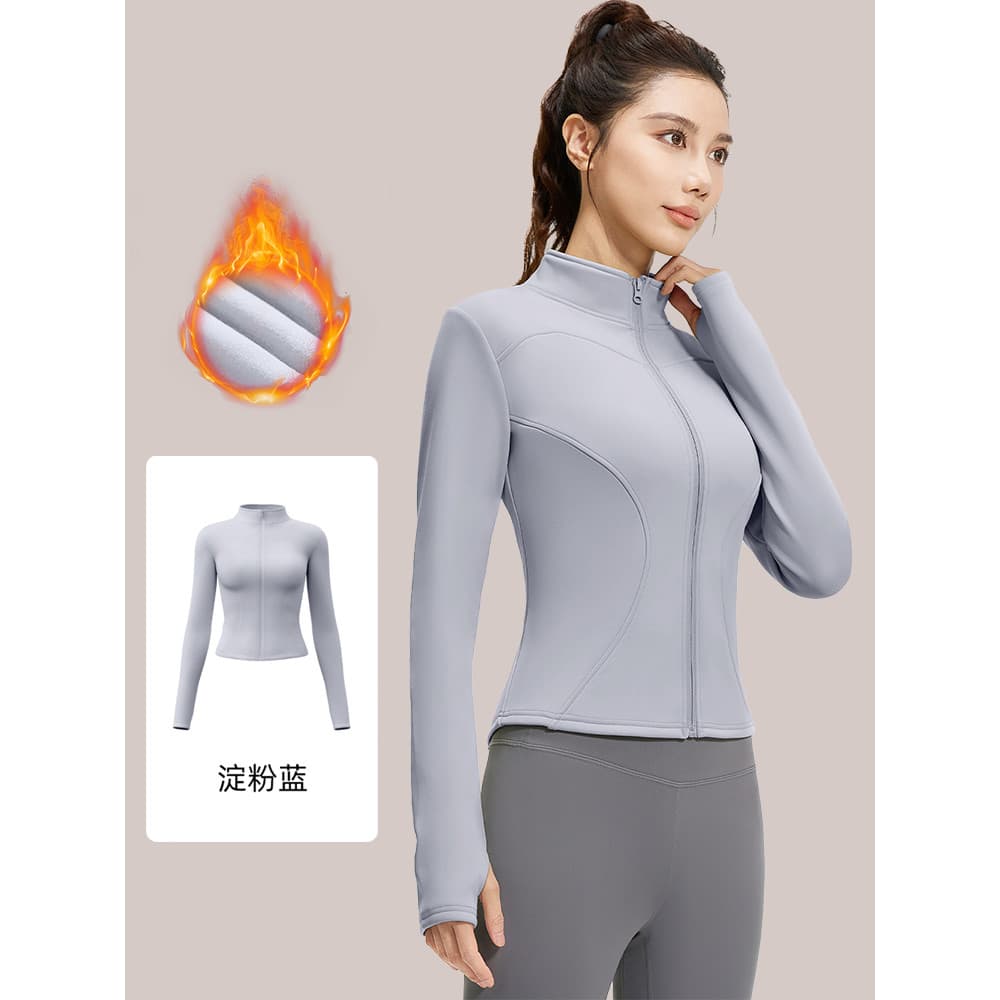Forro de lã jaqueta esportiva feminina outono inverno fitness mais magro olhar de secagem rápida roupas de fitness Yoga 