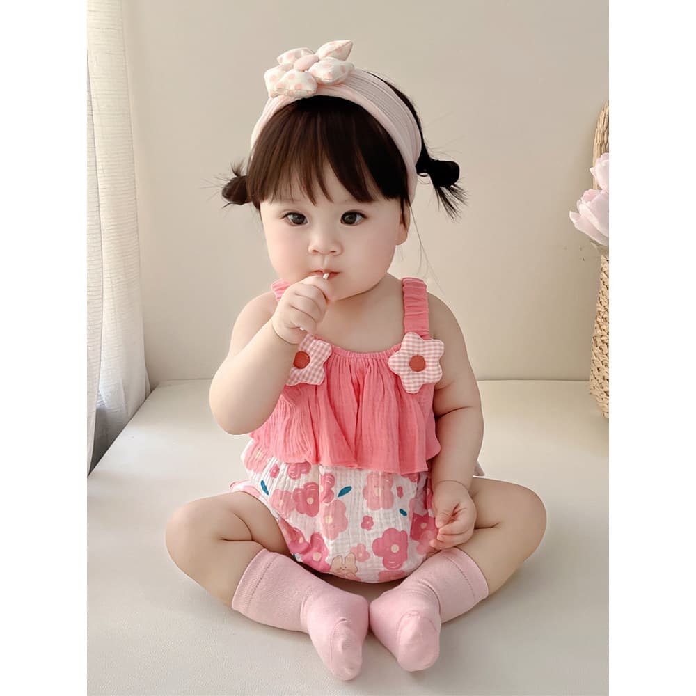 Roupas de bebê verão menina verão estilingue pequena idade puro algodão de uma peça bebê bonito gaze roupas de bebê roup