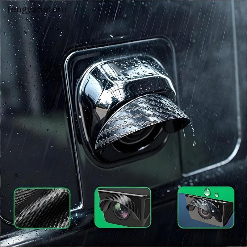 Carro Baup Câmera Capa De Chuva Fibra Carbono Impressão Auto Adesivo Anti Brilho Escudo Para Veículo Vista Traseira Cam 