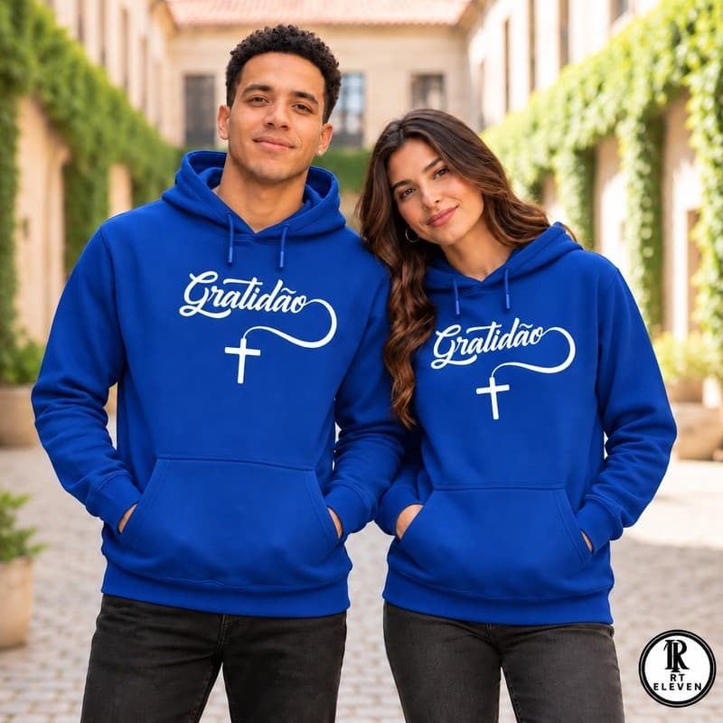 Moletom Gratidão casaco Blusa De Frio moletom Unissex Premium canguru com bolso capuz Diversas Cores Plus Size