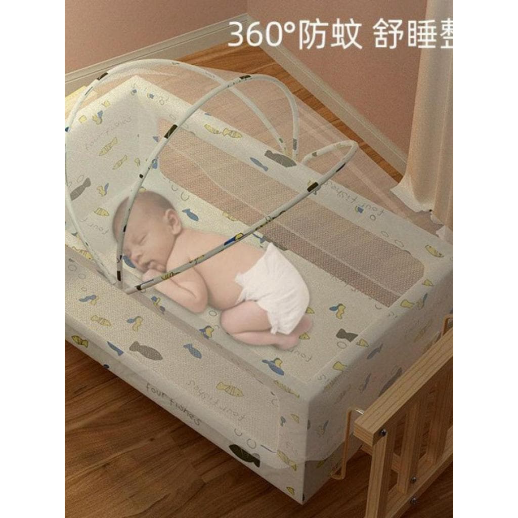 Berço de madeira maciça berço cama BB cama de bebê pequeno berço em forma de I livre mosquiteiro paralelo O