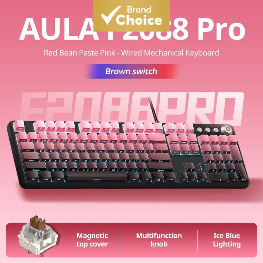 Teclado Mecânico AULA F2088pro – Gravação lateral, colorido degradê, 108 teclas, switches marrons – Teclado para jogos