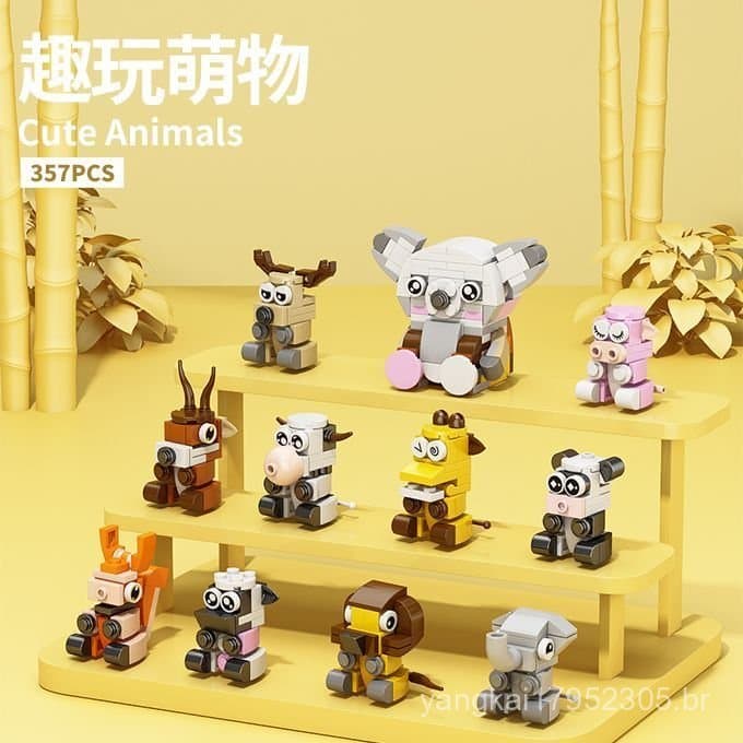 Compatível com Lego, brinquedos de blocos de montar de animais sentados, divertidos e fofos, figuras de montar para cria