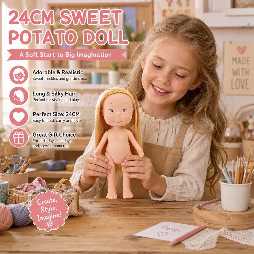 24cm Mia Boneca De Batata Espanhola Nua DIY Artesanal Waldorf Articulada Figura Para Meninas Artesanato V2O5