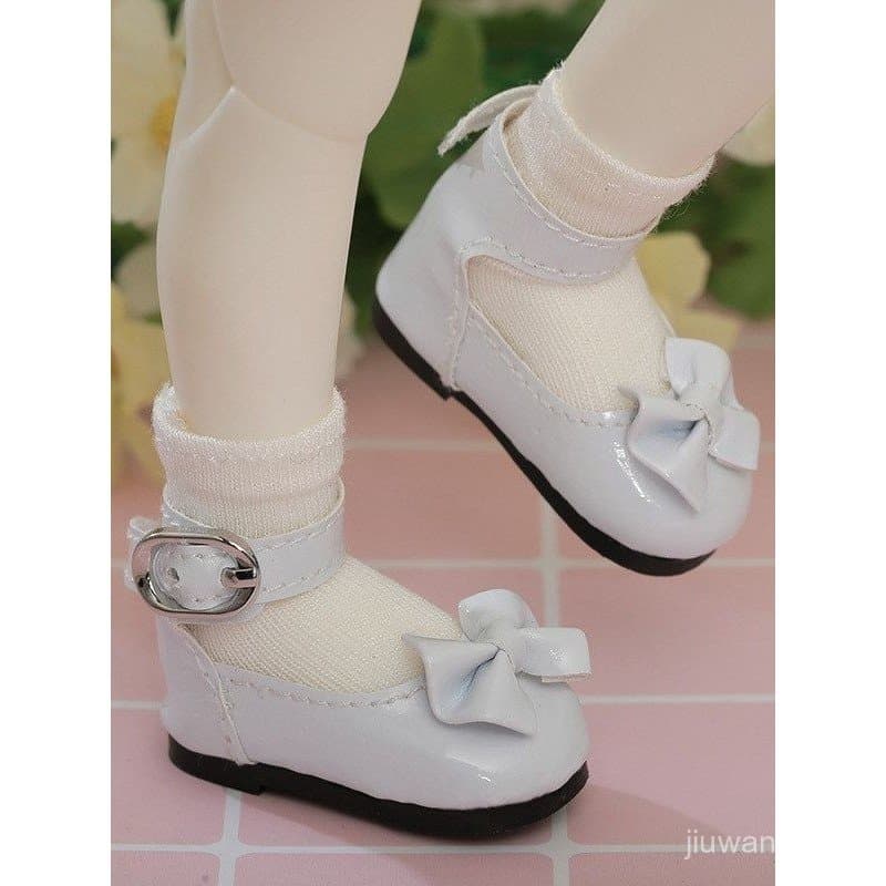 Sapatos para bonecas BJD, pequenos sapatos de couro, sapatos para bonecas articuladas SD, laço de cor contrastante, sapa
