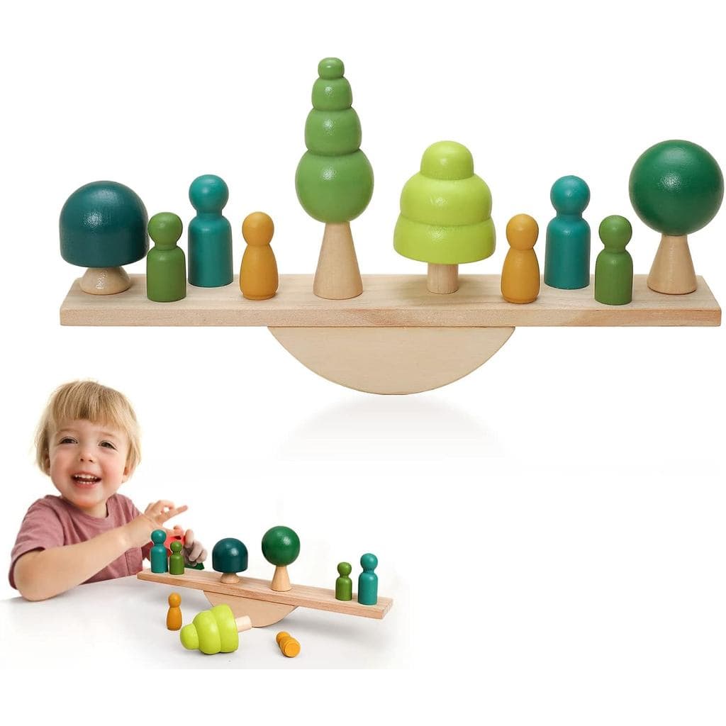 Brinquedos de madeira em forma de árvore, brinquedos de equilíbrio, bonecos de madeira, brinquedos educativos Montessori
