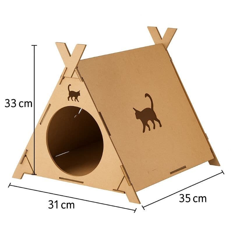Casinha Para Gato MDF Toca Pet Desmontável 31x35x33 cm Toquinha Confortável Nicho Abrigo Seguro Decorativo