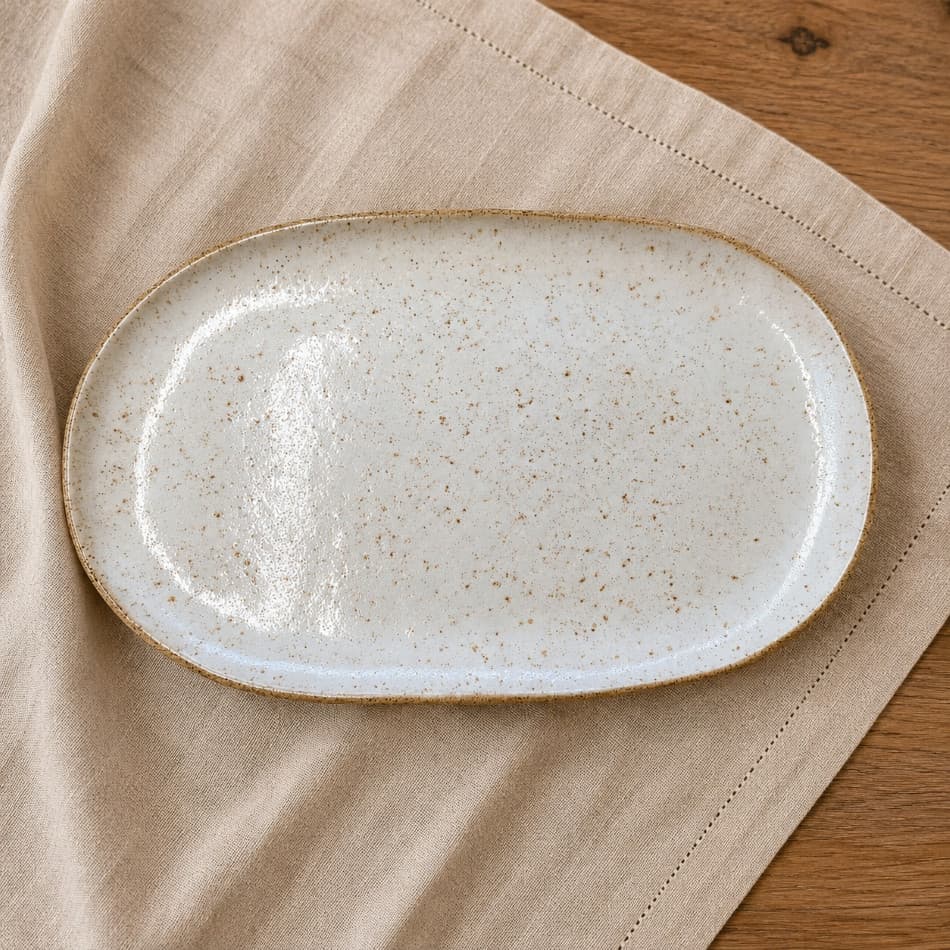 Bandeja Oval Orgânica Cerâmica Artesanal Mesa Posta Café / Chá Decoração Servir Cozinha Lavabo Louça