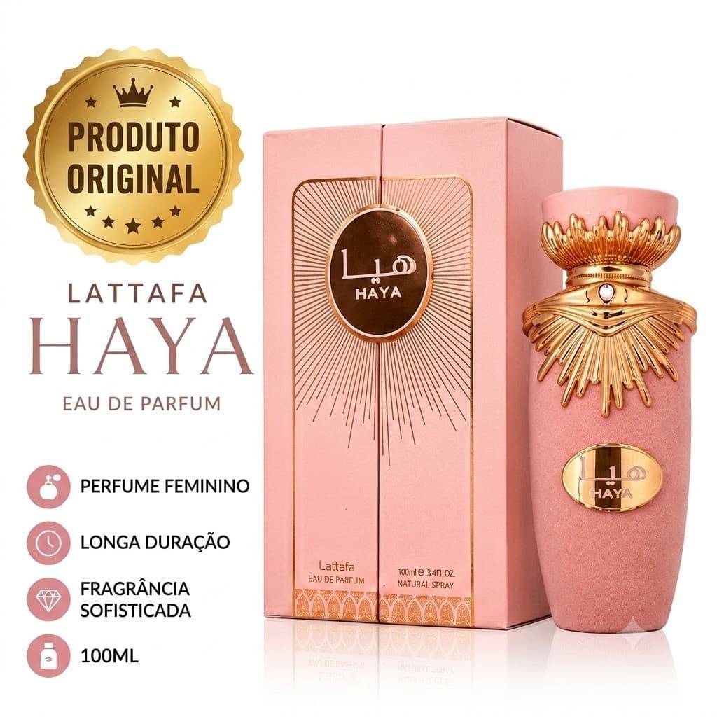 Perfume Árabe Lattafa Haya EDP 100ml Feminino Original Importado Longa Duração