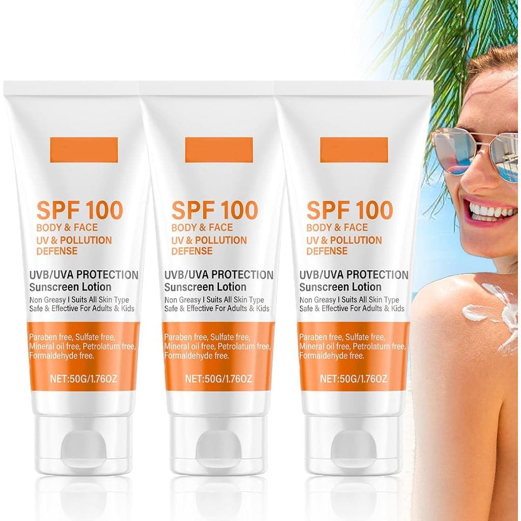 Protetor solar FPS 100 |   Protetor Solar para Corpo e Rosto, Creme Protetor Solar Facial com FPS100, Creme de Proteção 