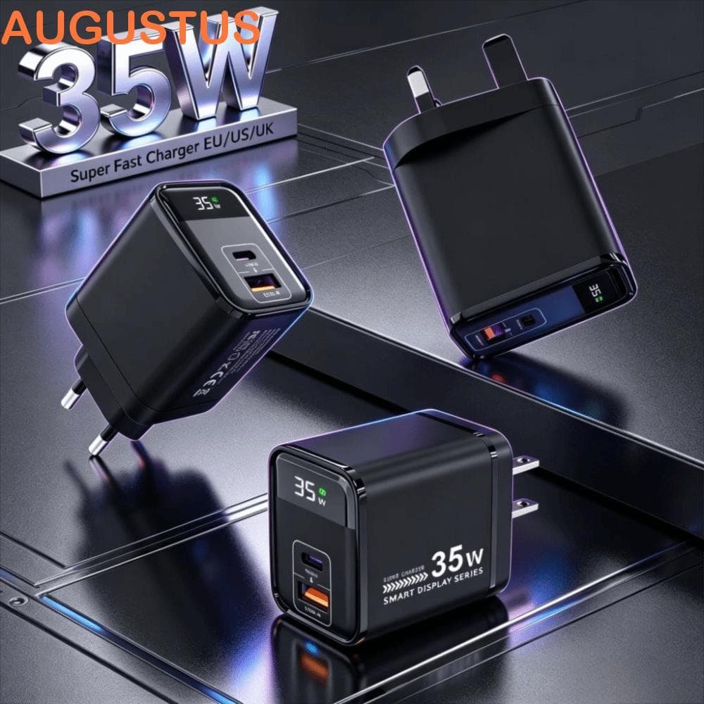 Carregador Rápido De Telefone AUGUSTUS , Adaptador De Celular De Carga Rápida Com Display Digital , Carregamento