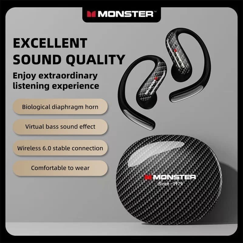 Monster MQO37 Fones De Ouvido Para Jogos TWS Bluetooth 6.0 Redução Ruído Esporte Fone Alta Fidelidade Música Estéreo HD 