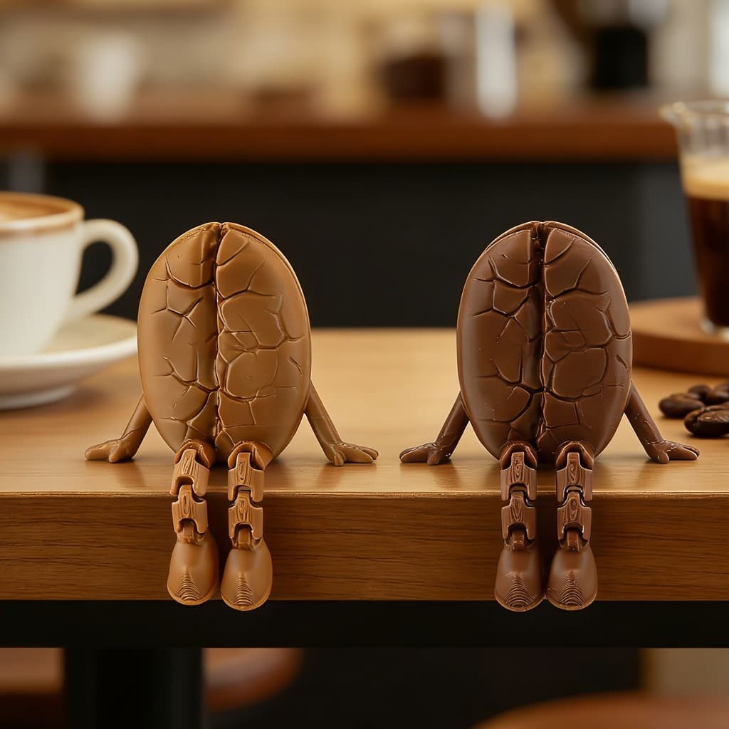 Brinquedo Criativo em Miniatura, Estatueta Articulada de Café Impressa em 3D, Mini Estátua de Grão de Café, Ornamento de
