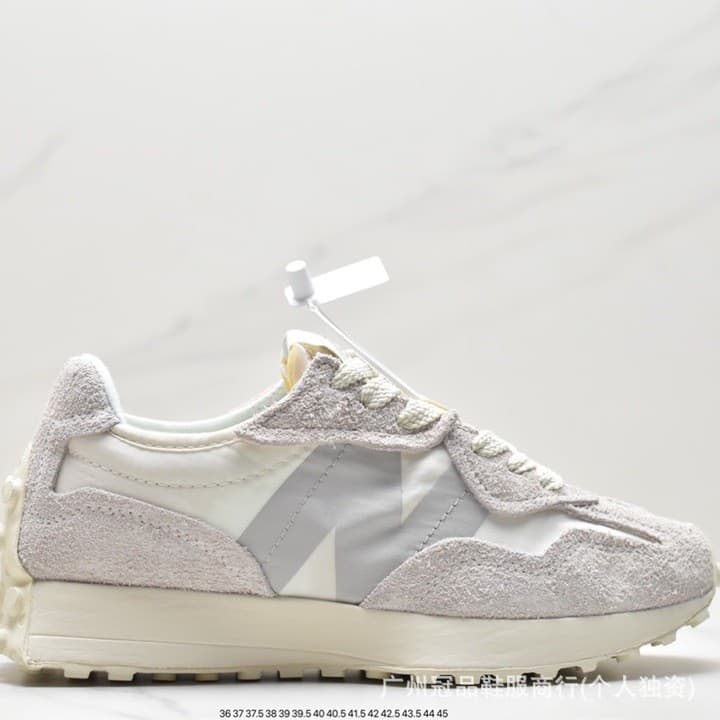 Tênis de corrida cinza Yuanzu 327, tênis esportivos casuais unissex de sola grossa e leve, tênis retrô estilo "dad shoes
