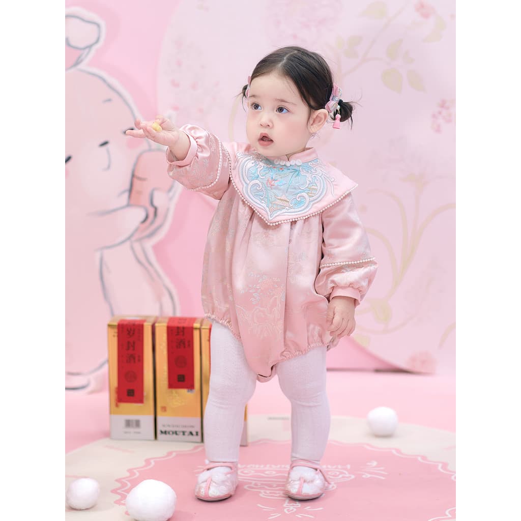 Um ano de idade roupas do bebê menina pegar semana roupas estilo chinês bebê novo estilo aniversário banquete roupas do 