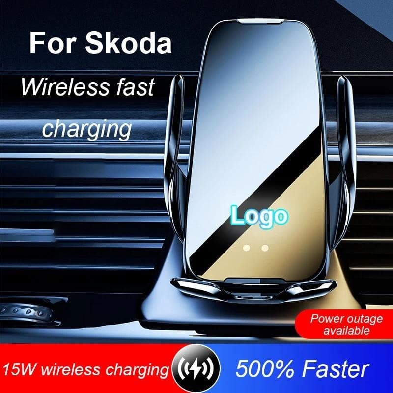 Para Skoda Superb Rapid Octavia Kodiaq Suporte De Sensor Infravermelho Carro Celular 15W Carregador Sem Fio Saída De Ar 