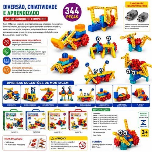 Lego Brinquedo Montar Eletrônico 344 Peças Educativo Criativo Desenvolvimento STEM Infantil