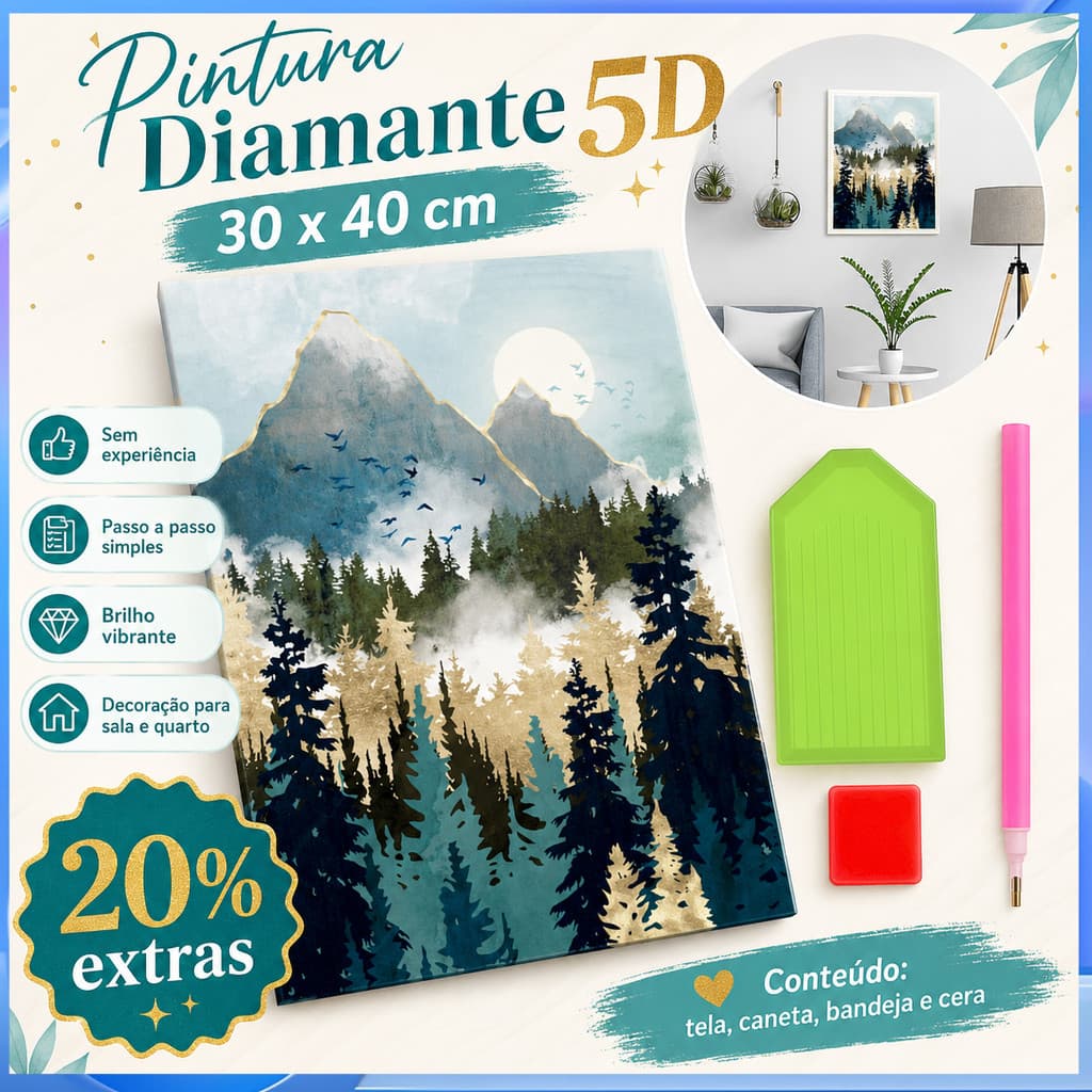 30 x 40 cm Paisagem 5D Pintura Diamante DIY Pintura de Decoração para Casa