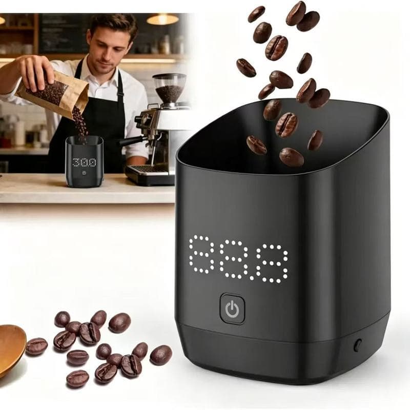 Café cozinha em pó recebendo mão-fabricação de grãos de café italiano copo portátil pesando balança eletrônica casa inte