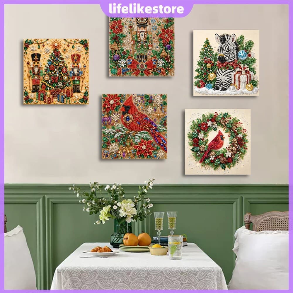 Kit De Pintura De Diamante De Broca Completa 5D De Natal DIY Com Moldura 25x25cm [lifelikestore.br]