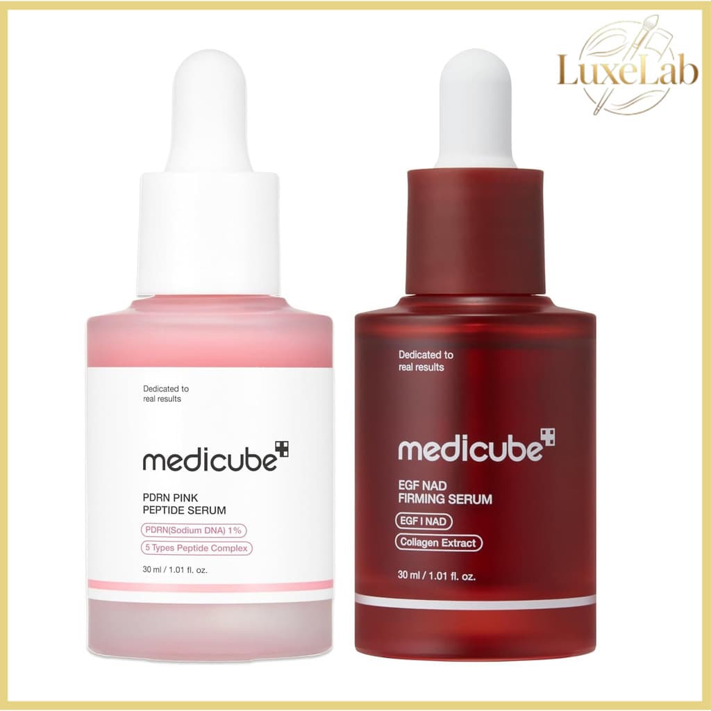 Kit Medicube Sérum PDRN PINK Peptídeo 30ml + Sérum Firmador EGF NAD 30ml Reparação e Firmeza da Pele Anti‑idade