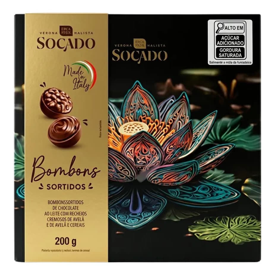 Socado Lótus Negra 200g Bombons De Chocolate Italiano Sortidos Caixa Importada