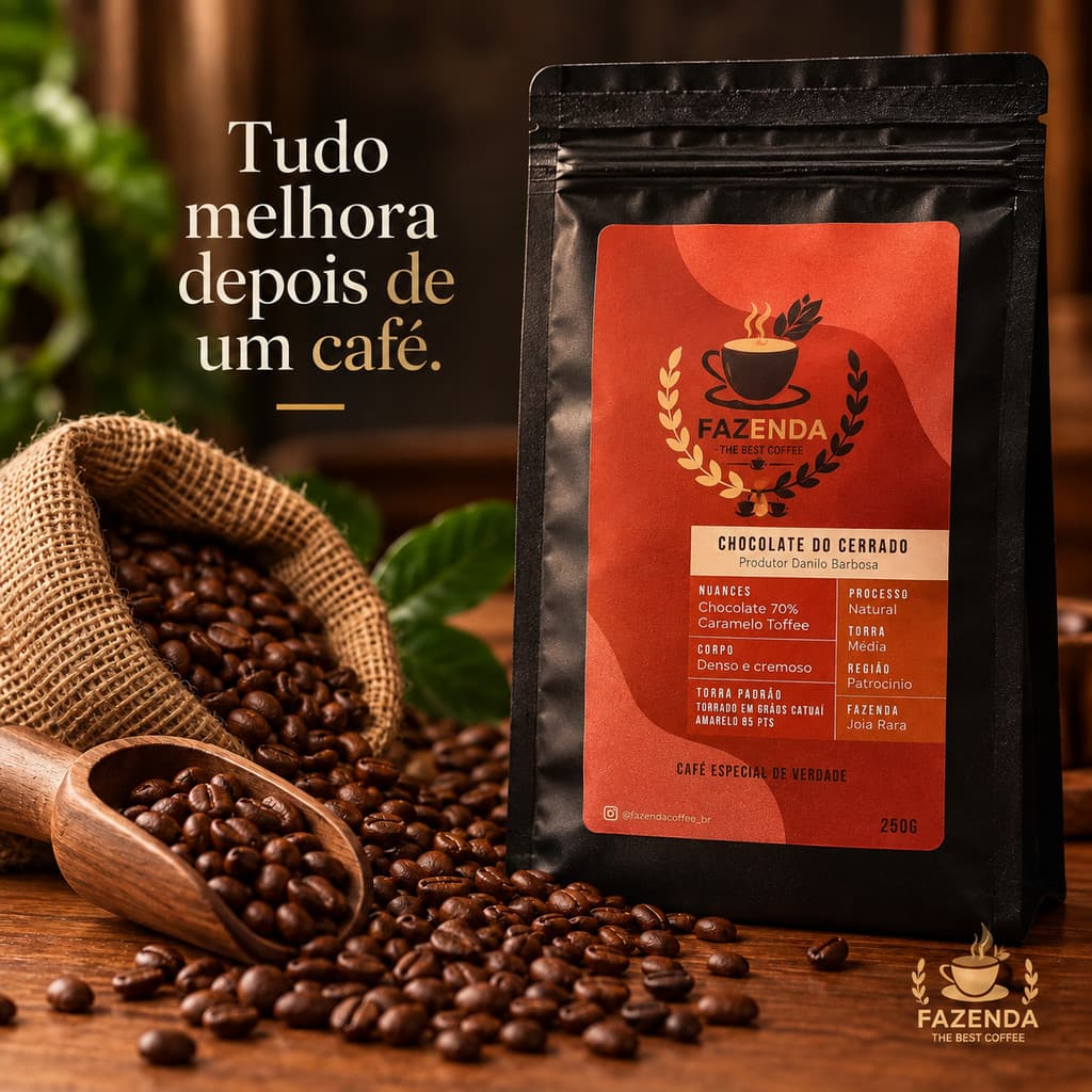 Café Especial Chocolate do Cerrado em Grãos Fazenda Joia Rara 250g