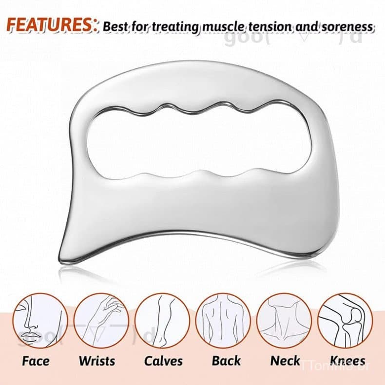 Placa de Gua Sha em aço inoxidável, massageador muscular, ferramenta para relaxamento muscular, ferramenta de Gua Sha Q5