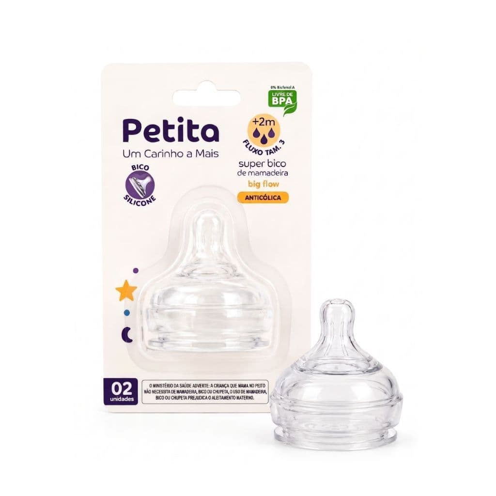 Bico Mamadeira Bebê Super Bico 2 Peças Petita