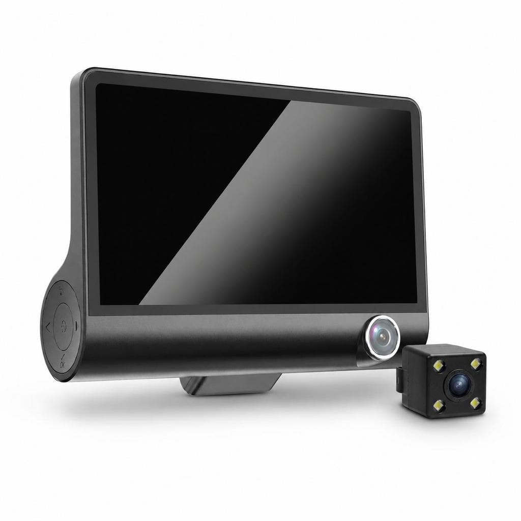 Câmera de Carro Dash Cam 1080P Full HD, Dupla Frontal e Traseira, Tela IPS 4 Polegadas, Visão Noturna, Gravação em Loop