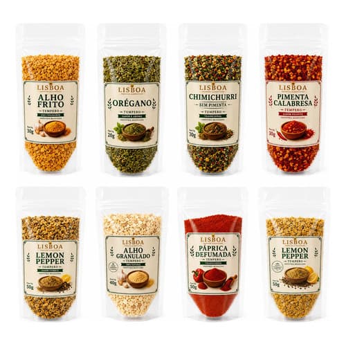 Kit Temperos Para Massas E Pizza Lisboa 4, 6 Ou 8 Itens 4 Temperos