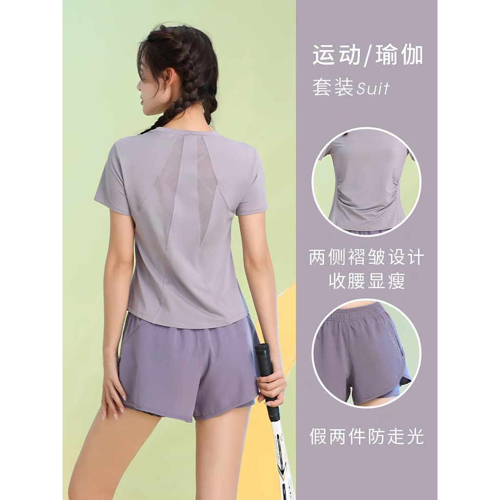 Roupas de Fitness feminino terno esportivo verão novo estilo de manga curta roupas de Yoga mais magro olhar Design ao ar