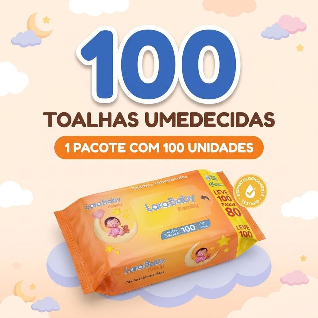 Lenço Umedecido c/100 toalhas Lencinho Bebê Recem Nascido Sem Alcool Cheirinho Economico Macio Suave