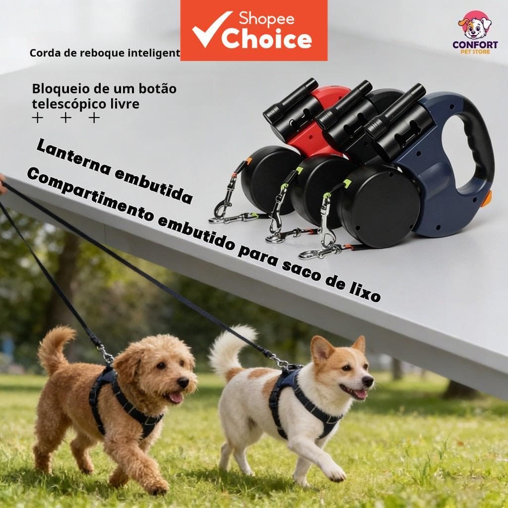 Estilo de vida - Best-sellers locais - 1-2 tiras de guia/coleira para cães/guia retrátil para pets de 3 m, adequada para