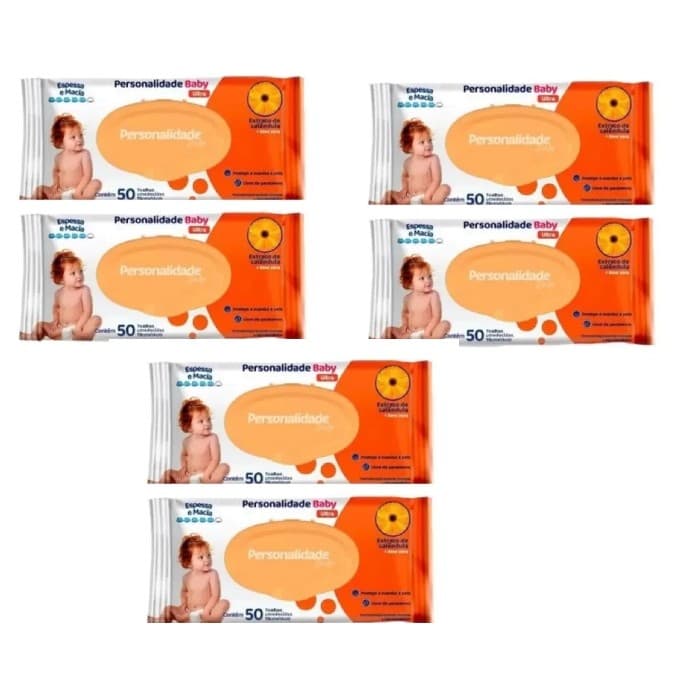 Kit 6 Toalhas Umedecida Personalidade Baby Ultra Com 50un cada – Eurofral